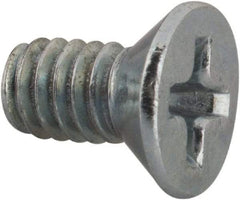 Value Collection - #8-32 UNC, 5/16" OAL Phillips Drive Machine Screw - Flat Head, Grade J82 Steel, Zinc-Plated Finish, Without Washer - Eagle Tool & Supply