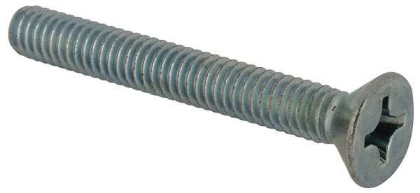 Value Collection - #12-24 UNC, 1-3/4" OAL Phillips Drive Machine Screw - Flat Head, Grade J82 Steel, Zinc-Plated Finish, Without Washer - Eagle Tool & Supply