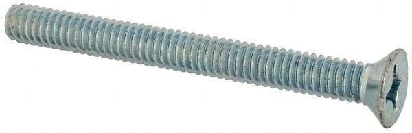 Value Collection - #12-24 UNC, 2-1/4" OAL Phillips Drive Machine Screw - Flat Head, Grade J82 Steel, Zinc-Plated Finish, Without Washer - Eagle Tool & Supply