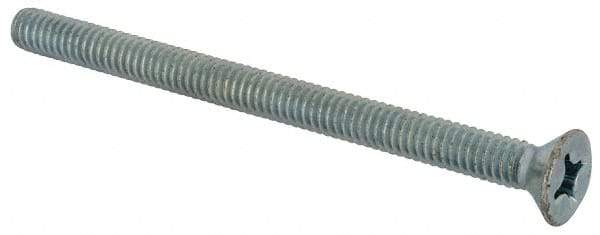 Value Collection - #12-24 UNC, 3" OAL Phillips Drive Machine Screw - Flat Head, Grade J82 Steel, Zinc-Plated Finish, Without Washer - Eagle Tool & Supply