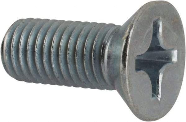 Value Collection - 1/4-28 UNF, 5/8" OAL Phillips Drive Machine Screw - Flat Head, Grade J82 Steel, Zinc-Plated Finish, Without Washer - Eagle Tool & Supply
