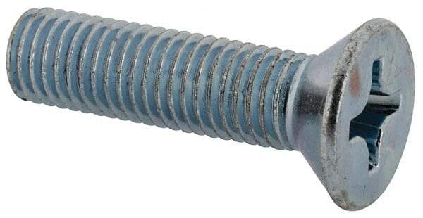 Value Collection - 1/4-28 UNF, 1" OAL Phillips Drive Machine Screw - Flat Head, Grade J82 Steel, Zinc-Plated Finish, Without Washer - Eagle Tool & Supply