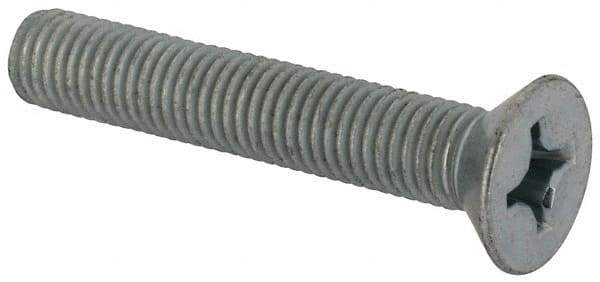Value Collection - 1/4-28 UNF, 1-1/2" OAL Phillips Drive Machine Screw - Flat Head, Grade J82 Steel, Zinc-Plated Finish, Without Washer - Eagle Tool & Supply