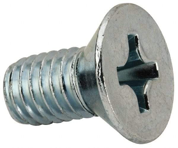 Value Collection - 3/8-16 UNC, 3/4" OAL Phillips Drive Machine Screw - Flat Head, Grade J82 Steel, Zinc-Plated Finish, Without Washer - Eagle Tool & Supply