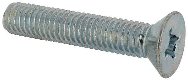 Value Collection - 3/8-16 UNC, 2" OAL Phillips Drive Machine Screw - Flat Head, Grade J82 Steel, Zinc-Plated Finish, Without Washer - Eagle Tool & Supply