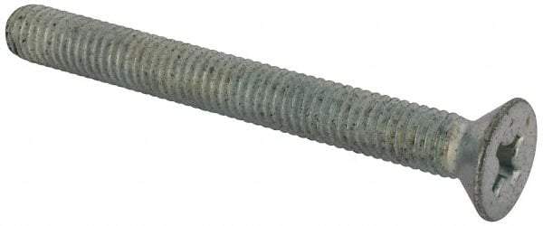 Value Collection - 3/8-16 UNC, 3-1/2" OAL Phillips Drive Machine Screw - Flat Head, Grade J82 Steel, Zinc-Plated Finish, Without Washer - Eagle Tool & Supply