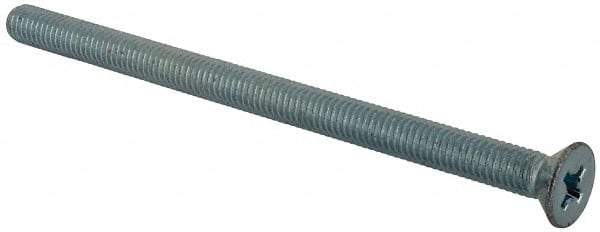 Value Collection - 3/8-16 UNC, 6" OAL Phillips Drive Machine Screw - Flat Head, Grade J82 Steel, Zinc-Plated Finish, Without Washer - Eagle Tool & Supply