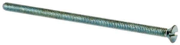 Value Collection - #8-32 UNC, 3-1/2" OAL Slotted Drive Machine Screw - Flat Head, Grade J82 Steel, Zinc-Plated Finish, Without Washer - Eagle Tool & Supply