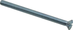 Value Collection - 1/4-20 UNC, 3-1/2" OAL Slotted Drive Machine Screw - Flat Head, Grade J82 Steel, Zinc-Plated Finish, Without Washer - Eagle Tool & Supply