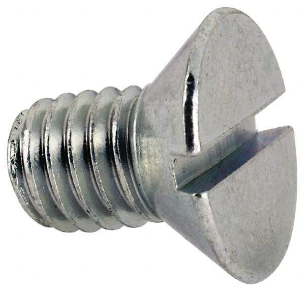 Value Collection - 3/8-16 UNC, 5/8" OAL Slotted Drive Machine Screw - Flat Head, Grade J82 Steel, Zinc-Plated Finish, Without Washer - Eagle Tool & Supply