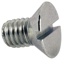 Value Collection - 3/8-16 UNC, 5/8" OAL Slotted Drive Machine Screw - Flat Head, Grade J82 Steel, Zinc-Plated Finish, Without Washer - Eagle Tool & Supply