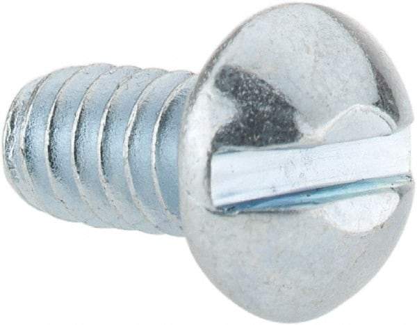 Value Collection - #10-24 UNC, 3/8" Length Under Head Slotted Drive Machine Screw - Round Head, Grade J82 Steel, Zinc-Plated Finish, Without Washer - Eagle Tool & Supply