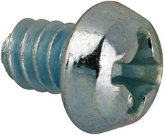 Value Collection - #6-32 UNC, 3/16" Length Under Head Phillips Drive Machine Screw - Round Head, Grade J82 Steel, Zinc-Plated Finish, Without Washer - Eagle Tool & Supply