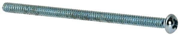 Value Collection - #6-32 UNC, 2-1/2" Length Under Head Phillips Drive Machine Screw - Round Head, Grade J82 Steel, Zinc-Plated Finish, Without Washer - Eagle Tool & Supply