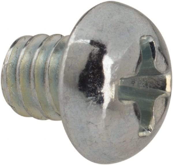 Value Collection - #8-32 UNC, 3/16" Length Under Head Phillips Drive Machine Screw - Round Head, Grade J82 Steel, Zinc-Plated Finish, Without Washer - Eagle Tool & Supply