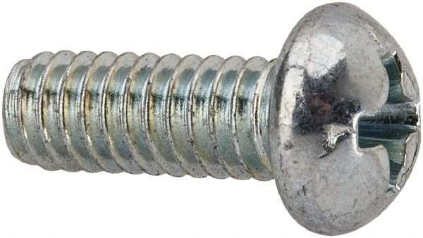 Value Collection - #8-32 UNC, 7/16" Length Under Head Phillips Drive Machine Screw - Round Head, Grade J82 Steel, Zinc-Plated Finish, Without Washer - Eagle Tool & Supply