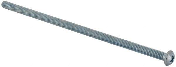 Value Collection - #8-32 UNC, 4" Length Under Head Phillips Drive Machine Screw - Round Head, Grade J82 Steel, Zinc-Plated Finish, Without Washer - Eagle Tool & Supply
