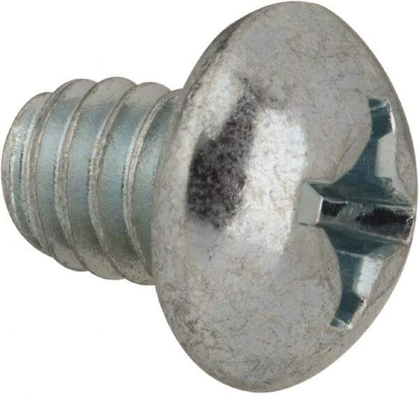 Value Collection - #12-24 UNC, 1/4" Length Under Head Phillips Drive Machine Screw - Round Head, Grade J82 Steel, Zinc-Plated Finish, Without Washer - Eagle Tool & Supply