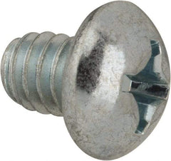 Value Collection - #12-24 UNC, 1/4" Length Under Head Phillips Drive Machine Screw - Round Head, Grade J82 Steel, Zinc-Plated Finish, Without Washer - Eagle Tool & Supply