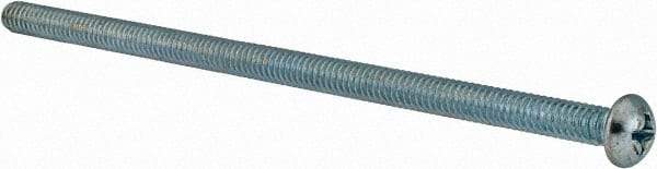 Value Collection - 1/4-20 UNC, 5-1/2" Length Under Head Phillips Drive Machine Screw - Round Head, Grade J82 Steel, Zinc-Plated Finish, Without Washer - Eagle Tool & Supply