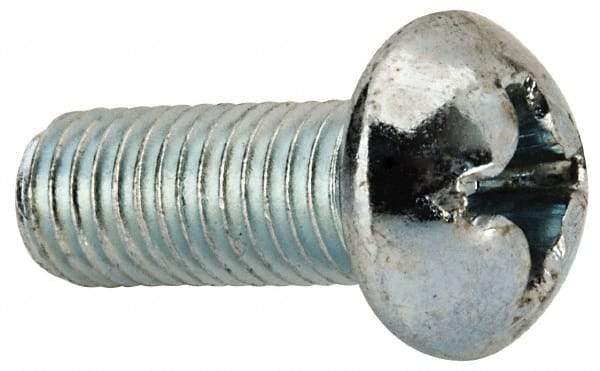Value Collection - 1/4-28 UNF, 5/8" Length Under Head Phillips Drive Machine Screw - Round Head, Grade J82 Steel, Zinc-Plated Finish, Without Washer - Eagle Tool & Supply
