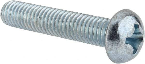 Value Collection - 3/8-16 UNC, 2" Length Under Head Phillips Drive Machine Screw - Round Head, Grade J82 Steel, Zinc-Plated Finish, Without Washer - Eagle Tool & Supply