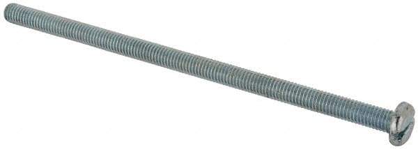 Value Collection - #10-32 UNF, 4" Length Under Head Slotted Drive Machine Screw - Pan Head, Grade J82 Steel, Zinc-Plated Finish, Without Washer - Eagle Tool & Supply