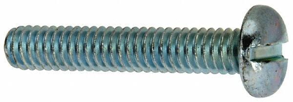 Value Collection - #12-24 UNC, 1-1/4" Length Under Head Slotted Drive Machine Screw - Pan Head, Grade J82 Steel, Zinc-Plated Finish, Without Washer - Eagle Tool & Supply