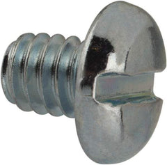 Value Collection - 1/4-20 UNC, 5/16" Length Under Head Slotted Drive Machine Screw - Pan Head, Grade J82 Steel, Zinc-Plated Finish, Without Washer - Eagle Tool & Supply