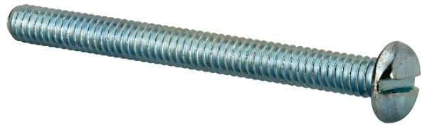Value Collection - 1/4-20 UNC, 2-3/4" Length Under Head Slotted Drive Machine Screw - Pan Head, Grade J82 Steel, Zinc-Plated Finish, Without Washer - Eagle Tool & Supply