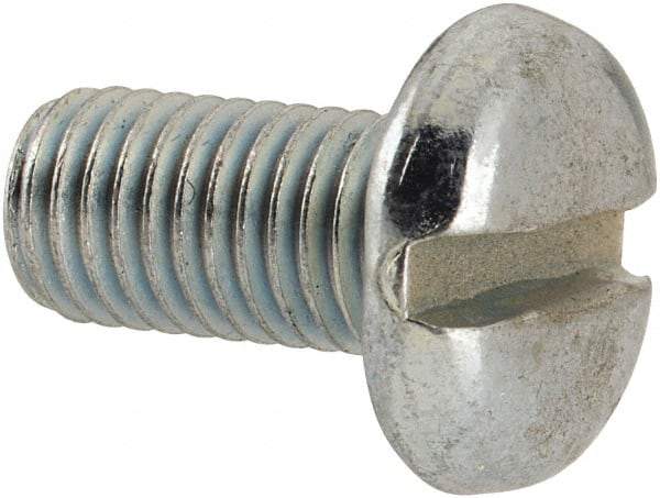 Value Collection - 1/4-28 UNF, 1/2" Length Under Head Slotted Drive Machine Screw - Pan Head, Grade J82 Steel, Zinc-Plated Finish, Without Washer - Eagle Tool & Supply