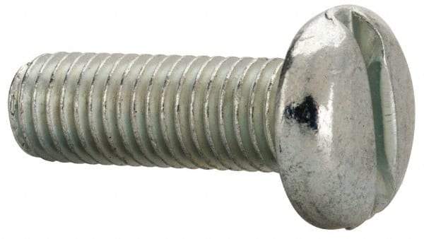 Value Collection - 1/4-28 UNF, 3/4" Length Under Head Slotted Drive Machine Screw - Pan Head, Grade J82 Steel, Zinc-Plated Finish, Without Washer - Eagle Tool & Supply