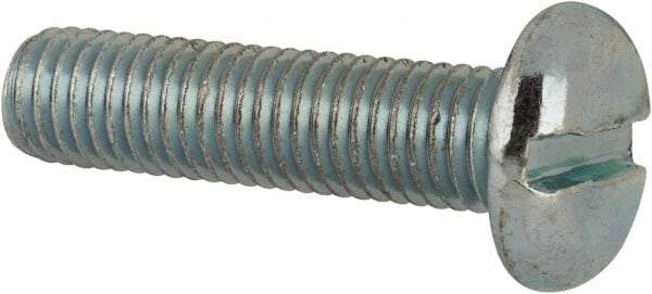 Value Collection - 1/4-28 UNF, 1" Length Under Head Slotted Drive Machine Screw - Pan Head, Grade J82 Steel, Zinc-Plated Finish, Without Washer - Eagle Tool & Supply