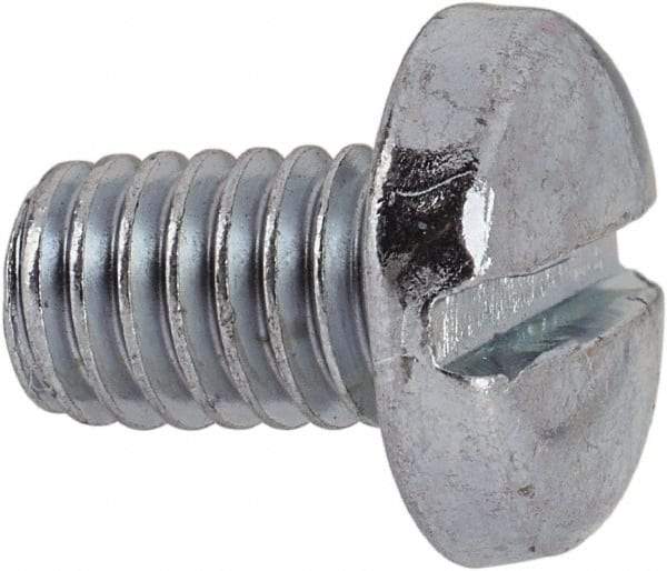 Value Collection - 5/16-18 UNC, 1/2" Length Under Head Slotted Drive Machine Screw - Pan Head, Grade J82 Steel, Zinc-Plated Finish, Without Washer - Eagle Tool & Supply