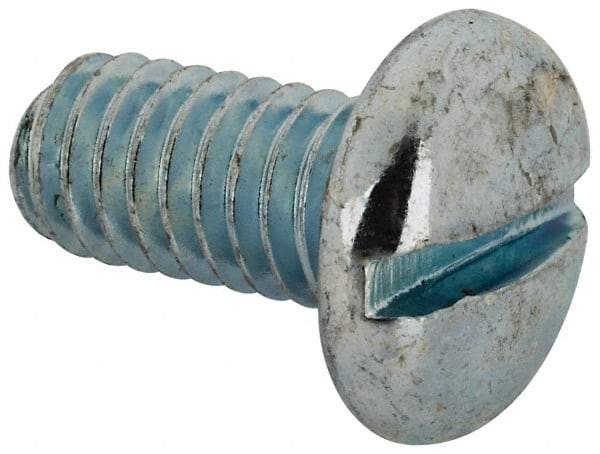 Value Collection - 5/16-18 UNC, 5/8" Length Under Head Slotted Drive Machine Screw - Pan Head, Grade J82 Steel, Zinc-Plated Finish, Without Washer - Eagle Tool & Supply