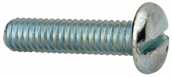 Value Collection - 5/16-18 UNC, 1-1/4" Length Under Head Slotted Drive Machine Screw - Pan Head, Grade J82 Steel, Zinc-Plated Finish, Without Washer - Eagle Tool & Supply