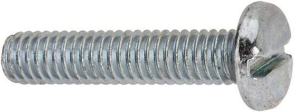 Value Collection - 5/16-18 UNC, 1-1/2" Length Under Head Slotted Drive Machine Screw - Pan Head, Grade J82 Steel, Zinc-Plated Finish, Without Washer - Eagle Tool & Supply
