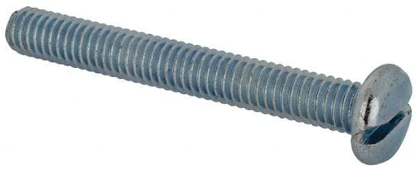 Value Collection - 5/16-18 UNC, 2-1/2" Length Under Head Slotted Drive Machine Screw - Pan Head, Grade J82 Steel, Zinc-Plated Finish, Without Washer - Eagle Tool & Supply