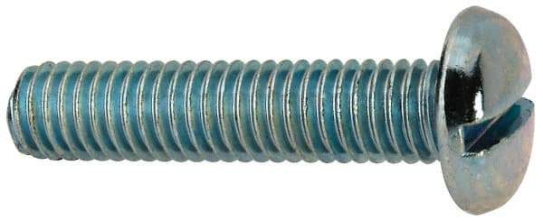 Value Collection - 3/8-16 UNC, 1-3/4" Length Under Head Slotted Drive Machine Screw - Pan Head, Grade J82 Steel, Zinc-Plated Finish, Without Washer - Eagle Tool & Supply