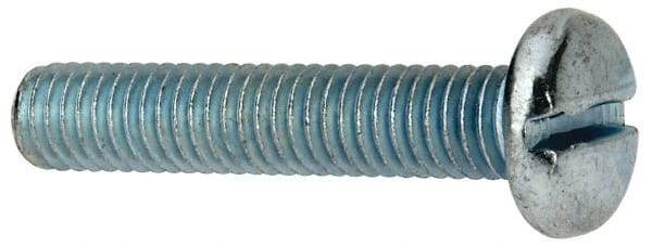 Value Collection - 3/8-16 UNC, 2" Length Under Head Slotted Drive Machine Screw - Pan Head, Grade J82 Steel, Zinc-Plated Finish, Without Washer - Eagle Tool & Supply