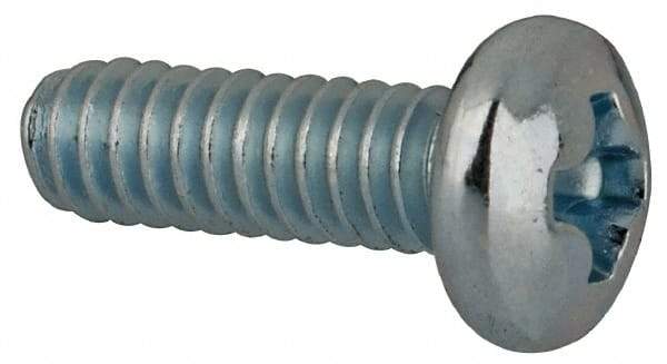 Value Collection - #3-48 UNC, 5/16" Length Under Head Phillips Drive Machine Screw - Pan Head, Grade J82 Steel, Zinc-Plated Finish, Without Washer - Eagle Tool & Supply
