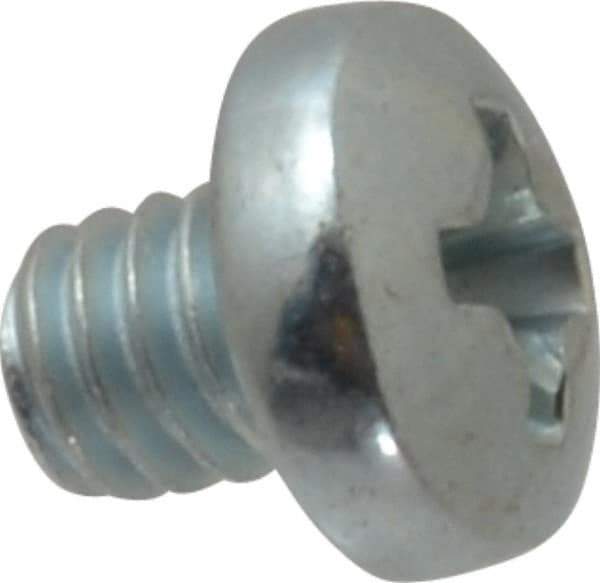 Value Collection - #8-32 UNC, 3/16" Length Under Head Phillips Drive Machine Screw - Pan Head, Grade J82 Steel, Zinc-Plated Finish, Without Washer - Eagle Tool & Supply