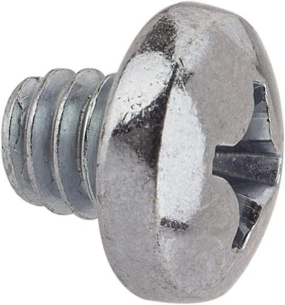 Value Collection - 1/4-20 UNC, 1/4" Length Under Head Phillips Drive Machine Screw - Pan Head, Grade J82 Steel, Zinc-Plated Finish, Without Washer - Eagle Tool & Supply