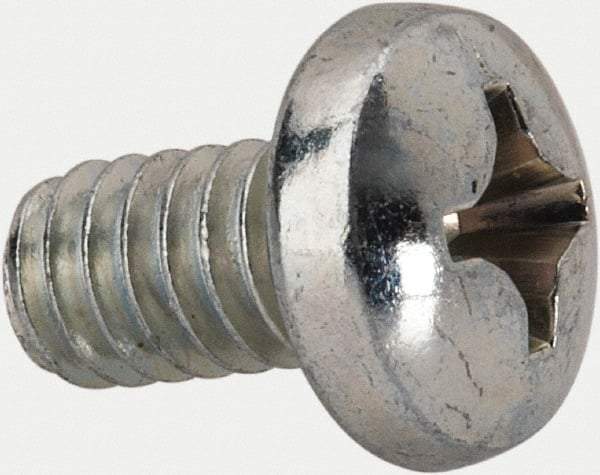 Value Collection - 1/4-20 UNC, 7/16" Length Under Head Phillips Drive Machine Screw - Pan Head, Grade J82 Steel, Zinc-Plated Finish, Without Washer - Eagle Tool & Supply