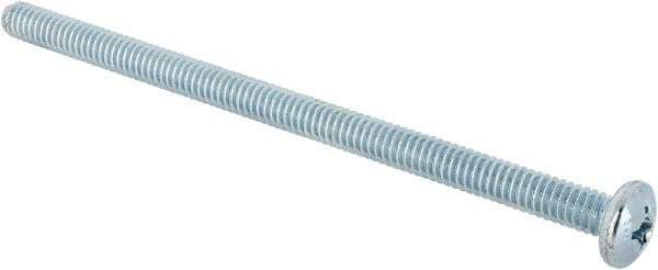 Value Collection - 1/4-20 UNC, 4-1/2" Length Under Head Phillips Drive Machine Screw - Pan Head, Grade J82 Steel, Zinc-Plated Finish, Without Washer - Eagle Tool & Supply