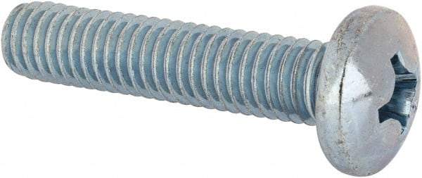 Value Collection - 3/8-16 UNC, 1-3/4" Length Under Head Phillips Drive Machine Screw - Pan Head, Grade J82 Steel, Zinc-Plated Finish, Without Washer - Eagle Tool & Supply