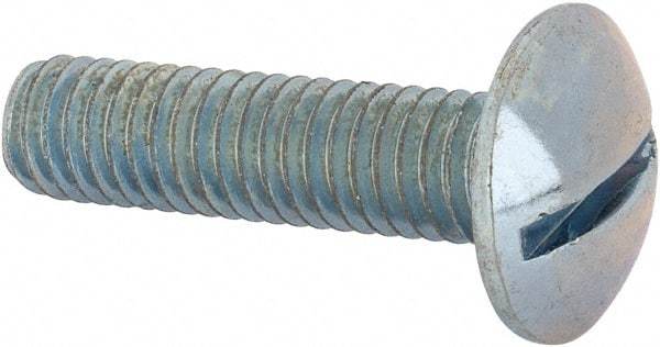 Value Collection - 3/8-16 UNC, 1-1/2" Length Under Head Slotted Drive Machine Screw - Truss Head, Grade J82 Steel, Zinc-Plated Finish, Without Washer - Eagle Tool & Supply