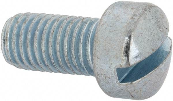 Value Collection - 1/4-28 UNF, 1/2" Length Under Head Slotted Drive Machine Screw - Fillister Head, Grade J82 Steel, Zinc-Plated Finish, Without Washer - Eagle Tool & Supply
