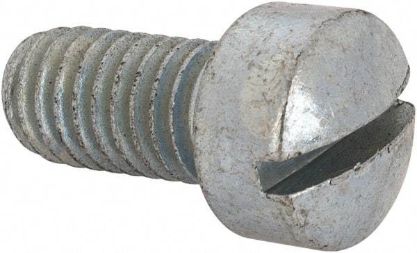 Value Collection - 3/8-16 UNC, 3/4" Length Under Head Slotted Drive Machine Screw - Fillister Head, Grade J82 Steel, Zinc-Plated Finish, Without Washer - Eagle Tool & Supply