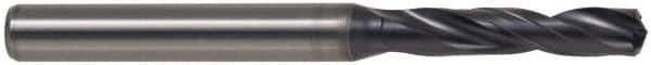 Kennametal - 0.6299" 140° Spiral Flute Solid Carbide Screw Machine Drill Bit - TiAlN Finish, Right Hand Cut, 65mm Flute Length, 115mm OAL, Standard Point, Straight Shank, Through Coolant - Eagle Tool & Supply